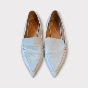 M. Gemi Light Blue/Gray Pebbled Leather Flat Loafers